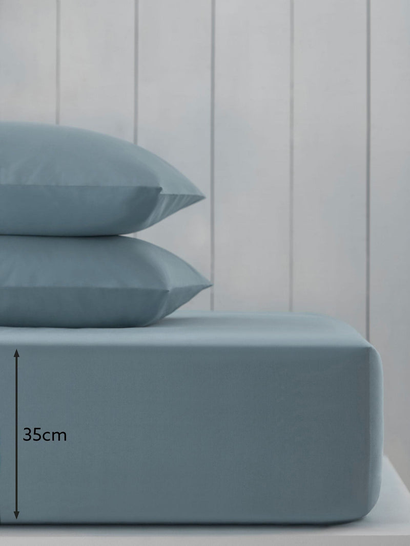 Blue slate deep fitted bed sheet - British product