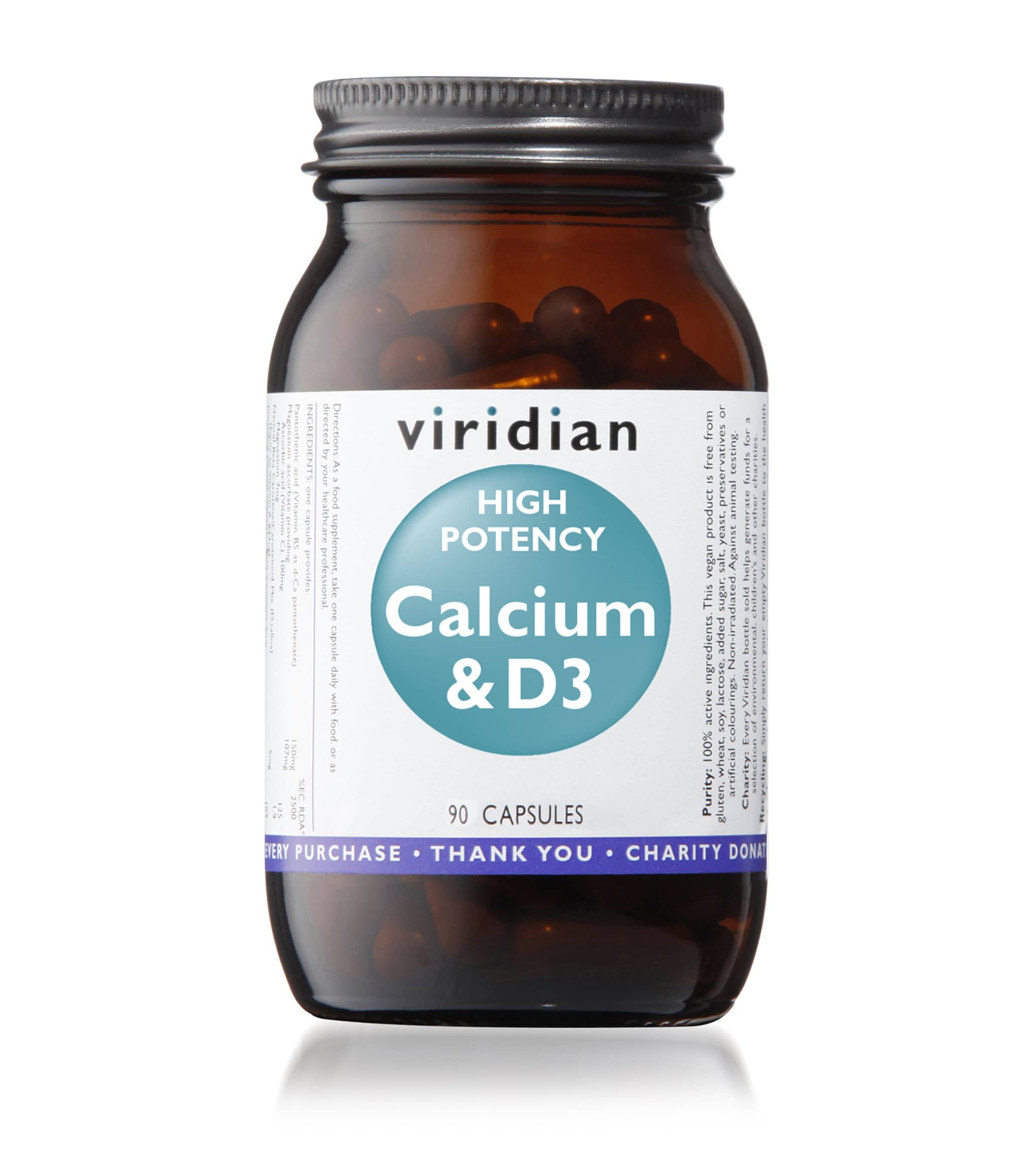 Viridian High Potency Calcium & Vitamin D3 Supplement (90 Capsules)