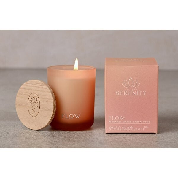 Serenity Flow Candle Bergamot Myrrh Sandalwood 120g (British brand)