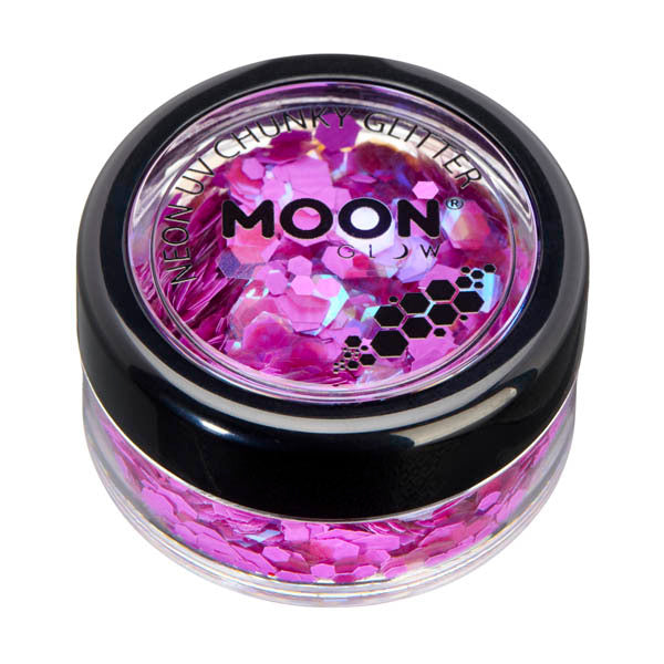 Moon Glow Neon UV Chunky Glitter Purple, imported from the UK