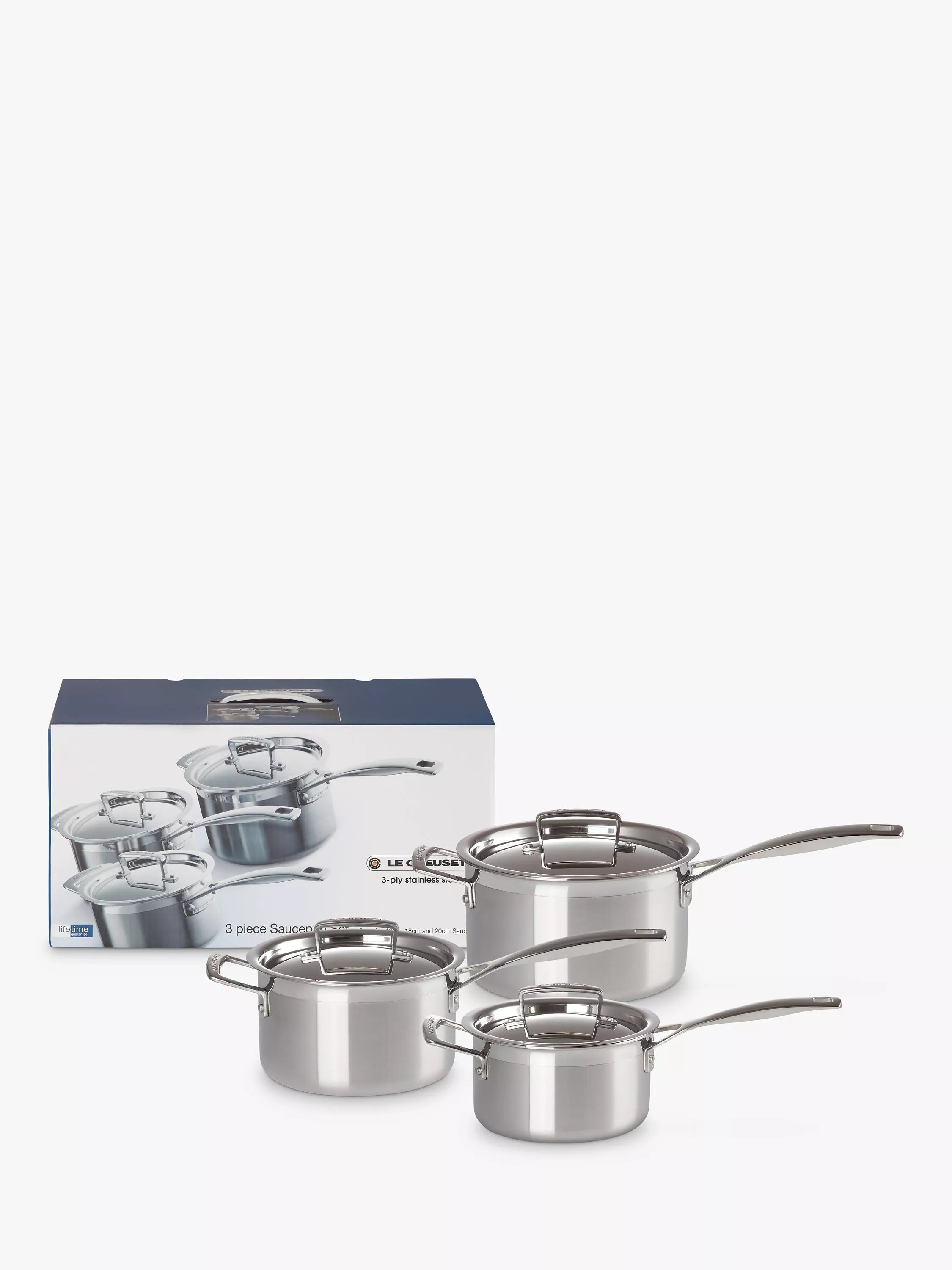 Le Creuset 3-Ply Stainless Steel Saucepan Set, 3-Piece - McGrocer