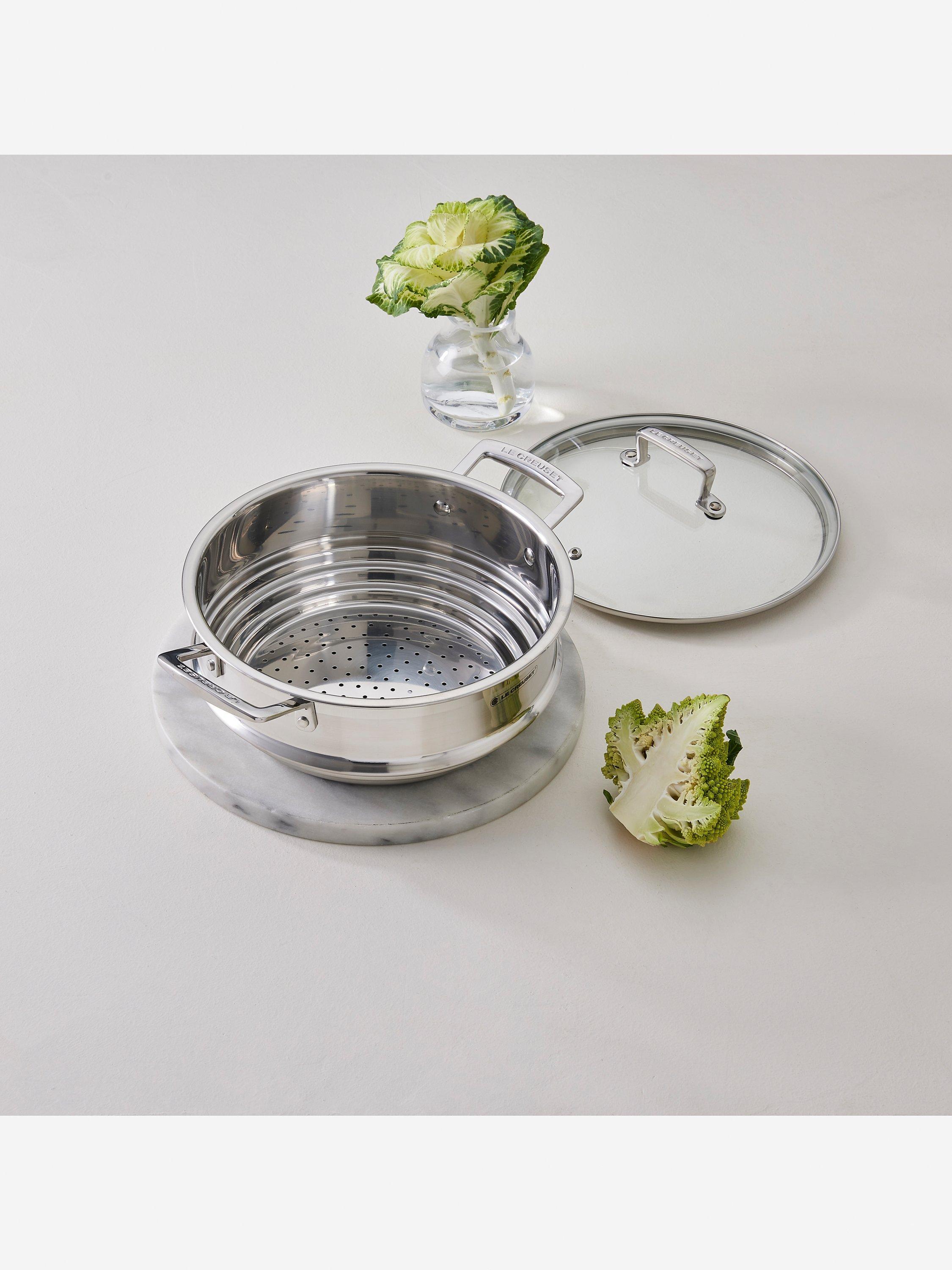 Le Creuset stainless steel multi-steamer with glass lid, 22cm, UK version