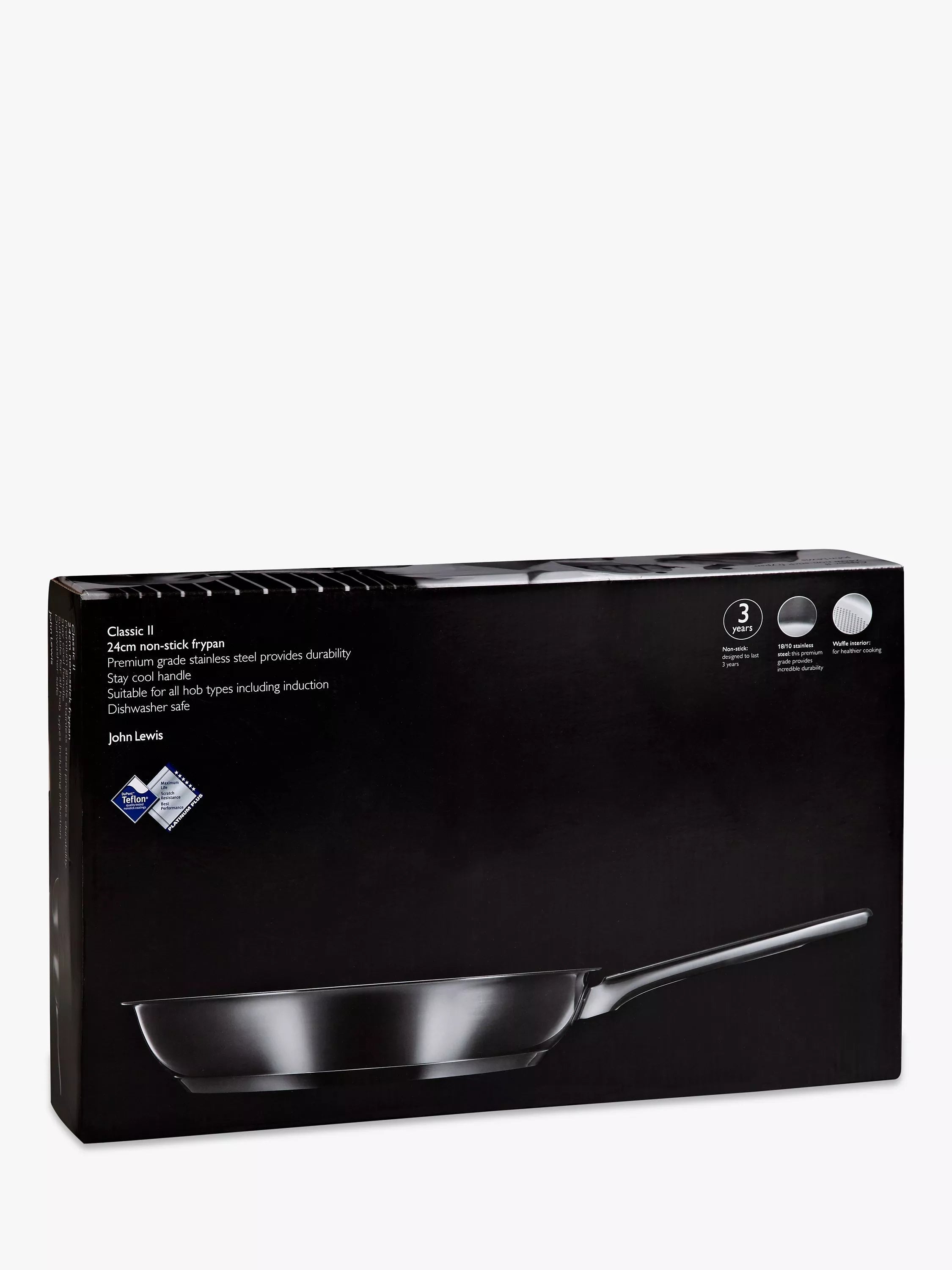 John Lewis Classic Stainless Steel Non-Stick Frying Pan 24cm, UK version