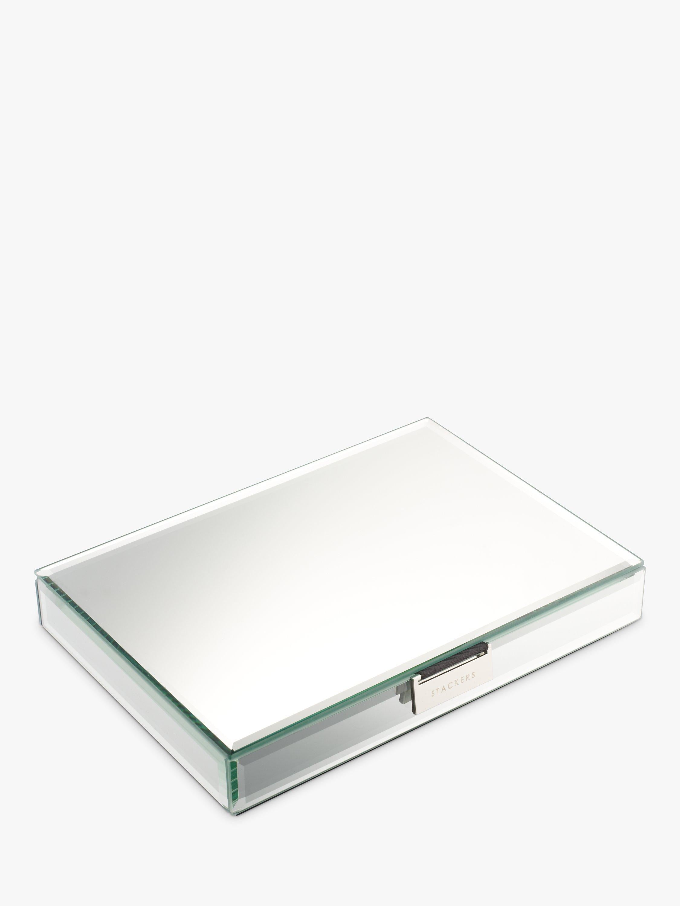 Glass jewellery box with lid and black faux suede lining (British brand)