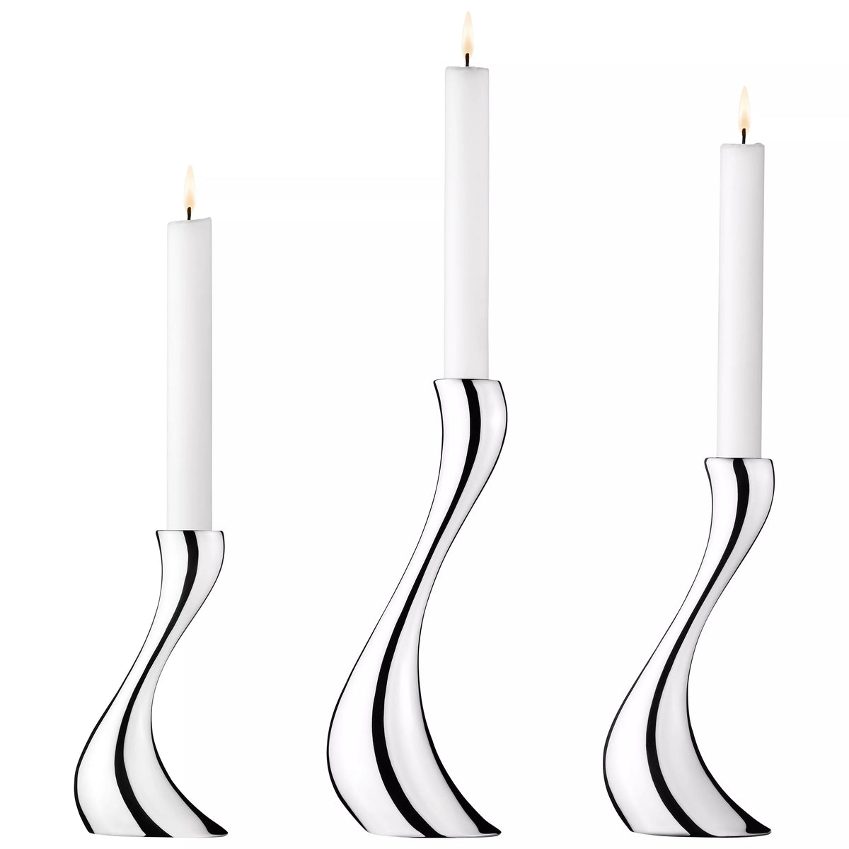 Georg Jensen Cobra candlesticks set of 3, UK version