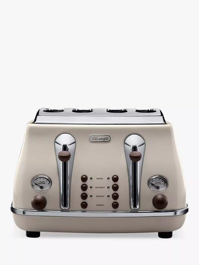 4-Slice Vintage Style Toaster with Variable Control in Cream