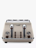 De'Longhi CTOV4003BG Vintage Icona Toaster, 4-Slice, Cream - McGrocer