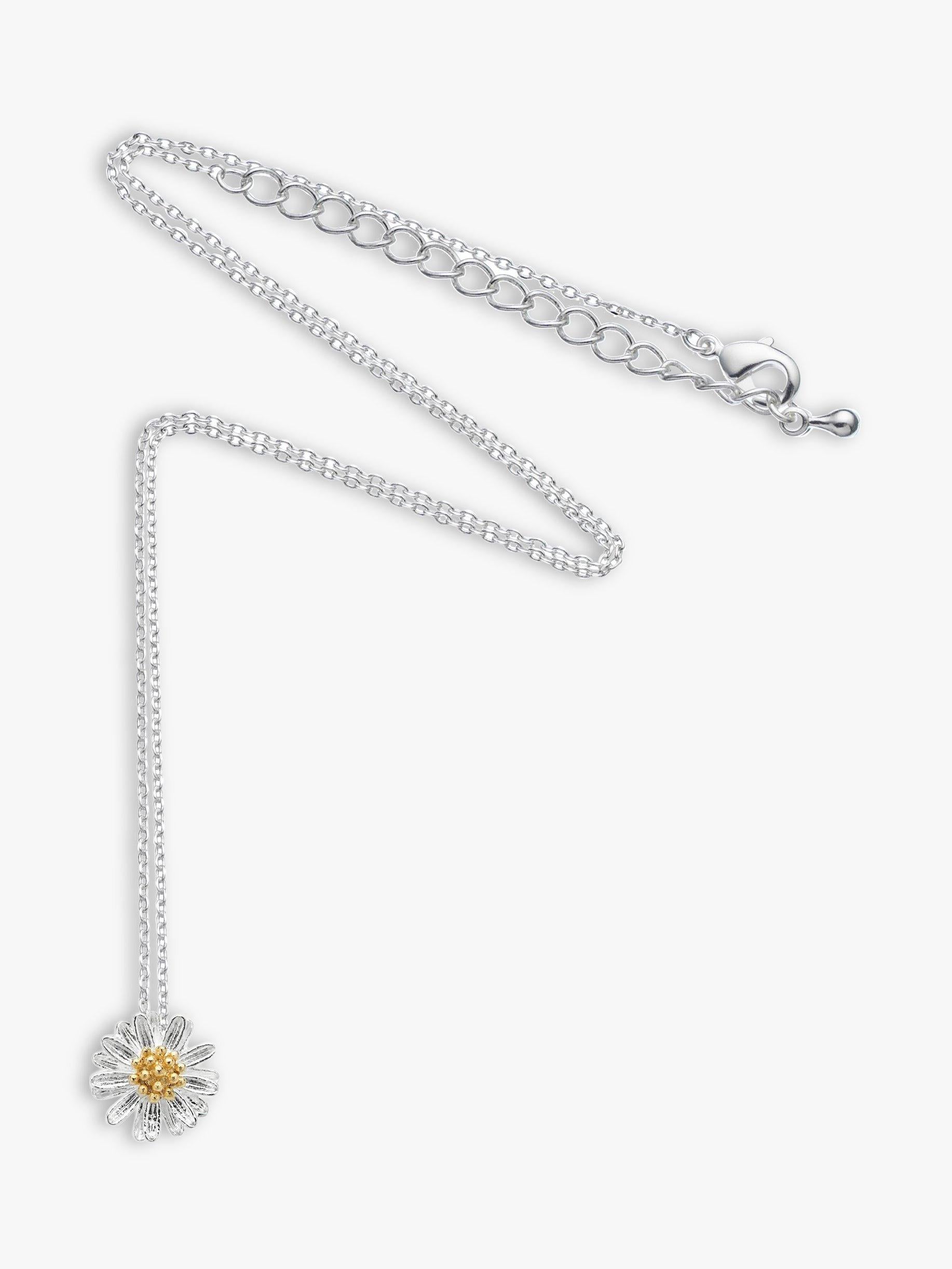 Estella Bartlett daisy flower pendant necklace with silver-toned chain - British product