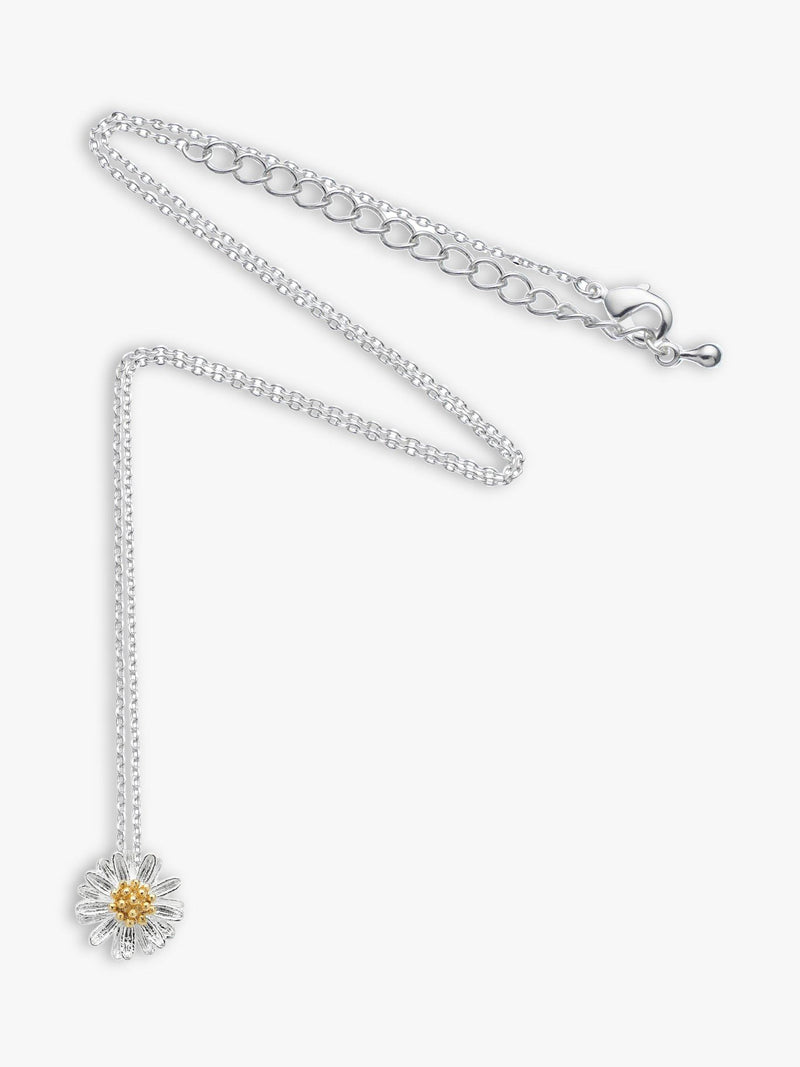 Estella Bartlett daisy flower pendant necklace with silver-toned chain - British product