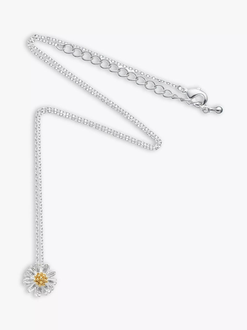 Estella Bartlett daisy flower pendant necklace with silver-toned chain - British product