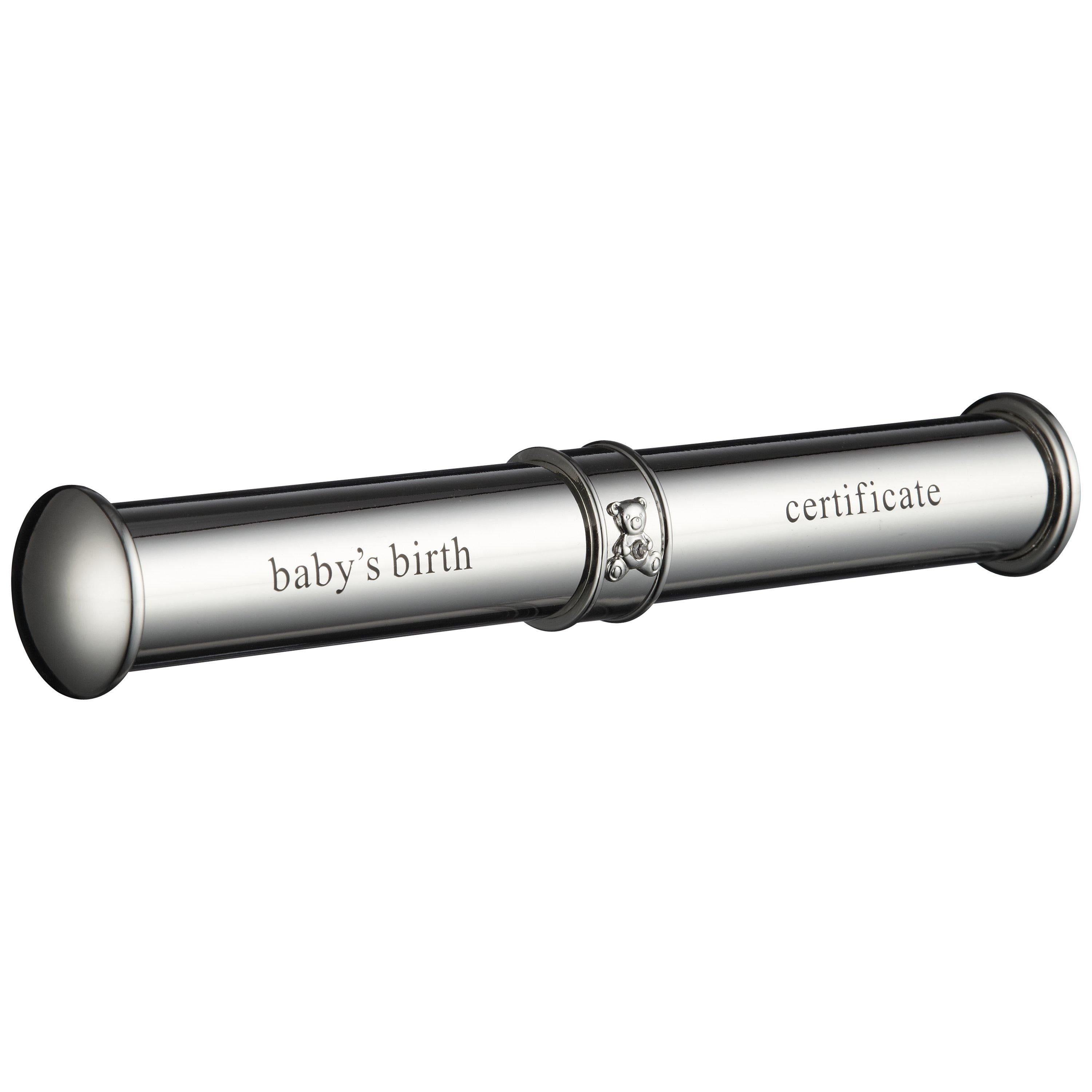 Silver Birth Certificate Holder