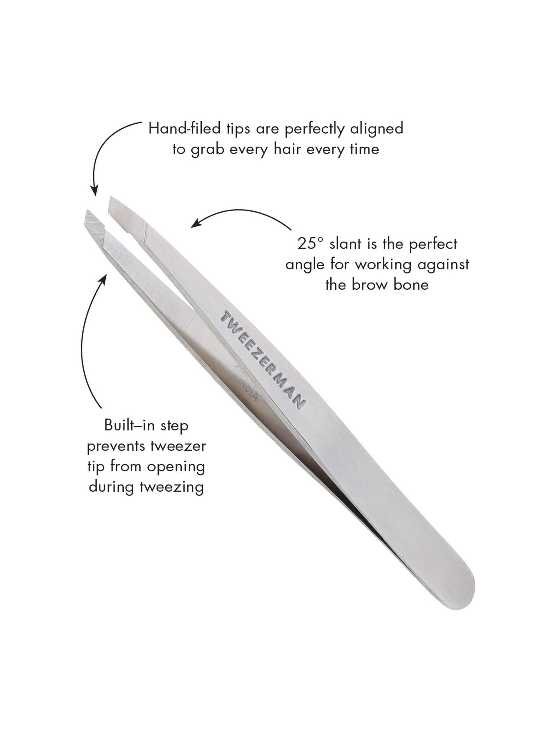 Tweezerman stainless steel slant tweezers for brow shaping (British brand)