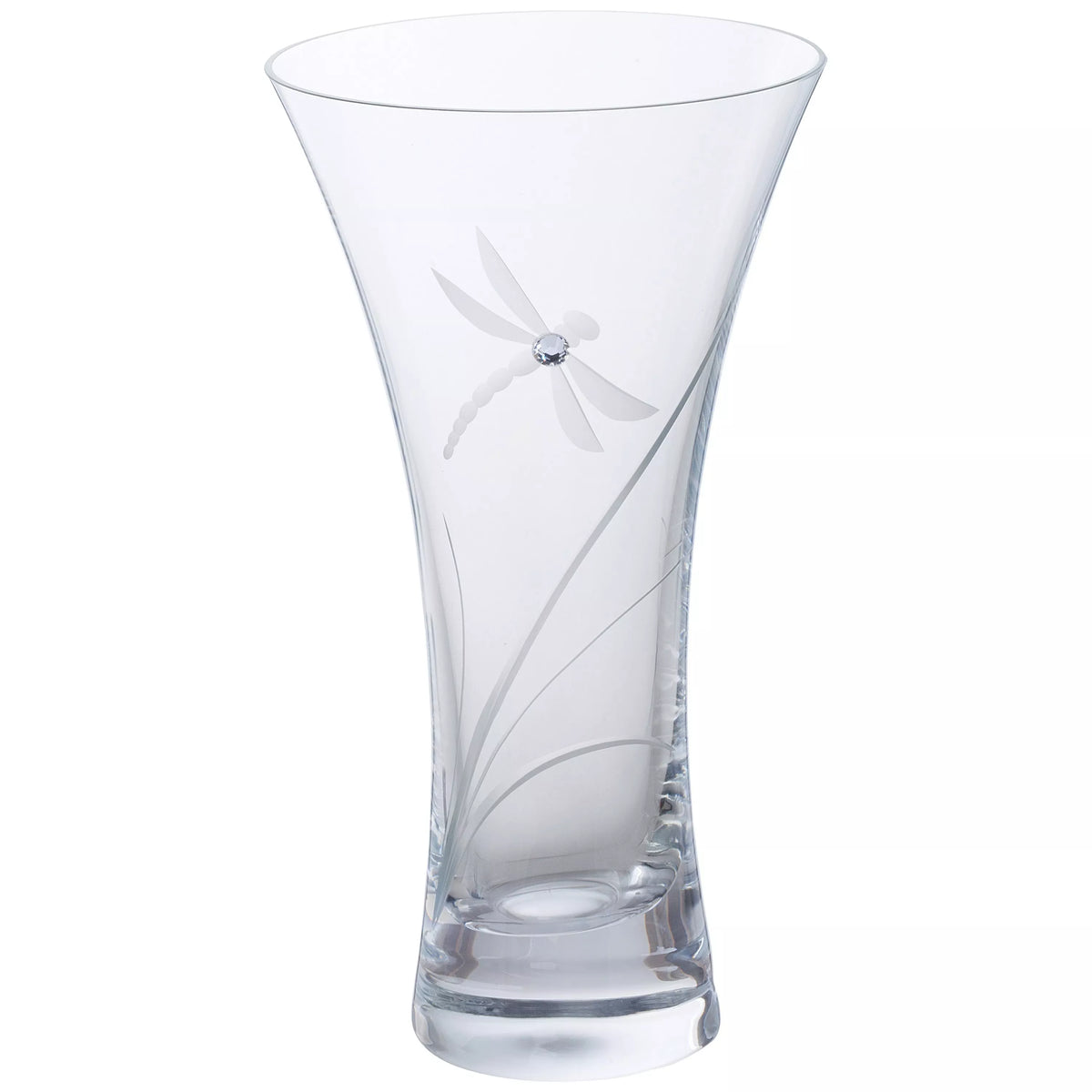 Dartington small crystal glass vase with dragonfly design - British product