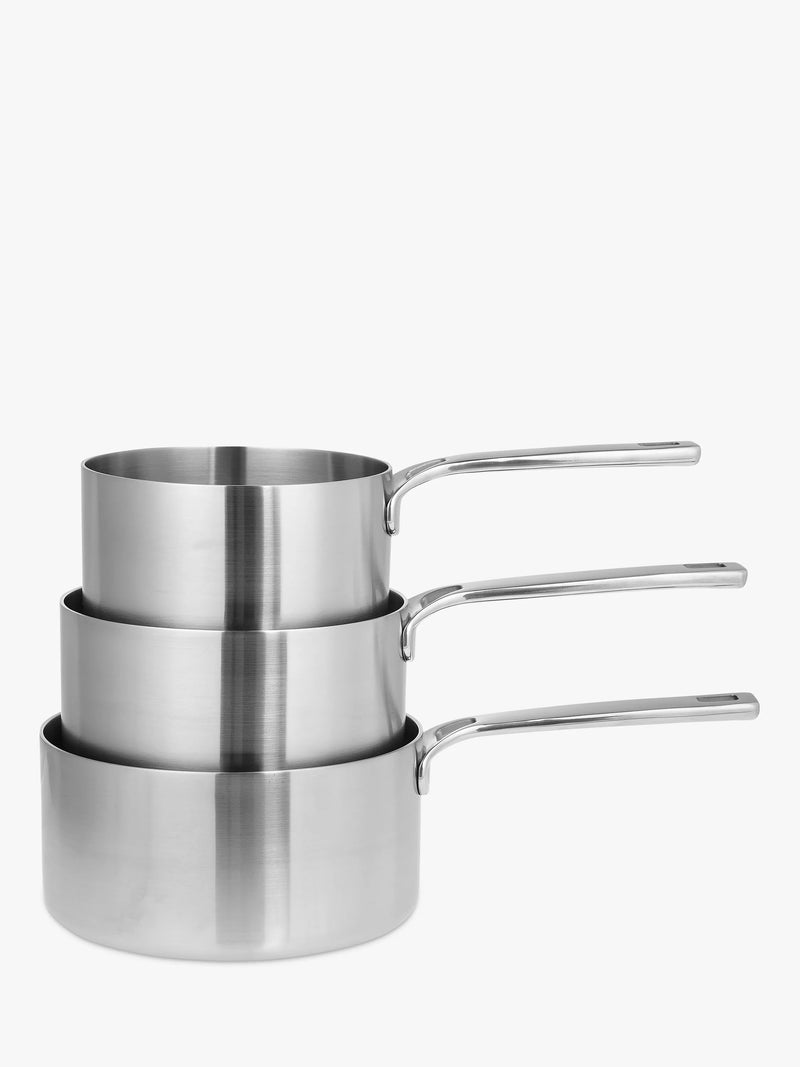 John Lewis 5-ply Thermacore stainless steel saucepans set, 16cm, 18cm, 20cm, UK version