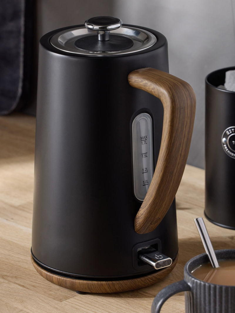 Black Bronx electric kettle black wooden finish 1.7L - British product