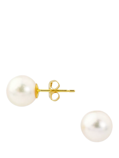 E.W Adams 18ct Yellow Gold White Pearl Stud Earrings 8.5-9mm