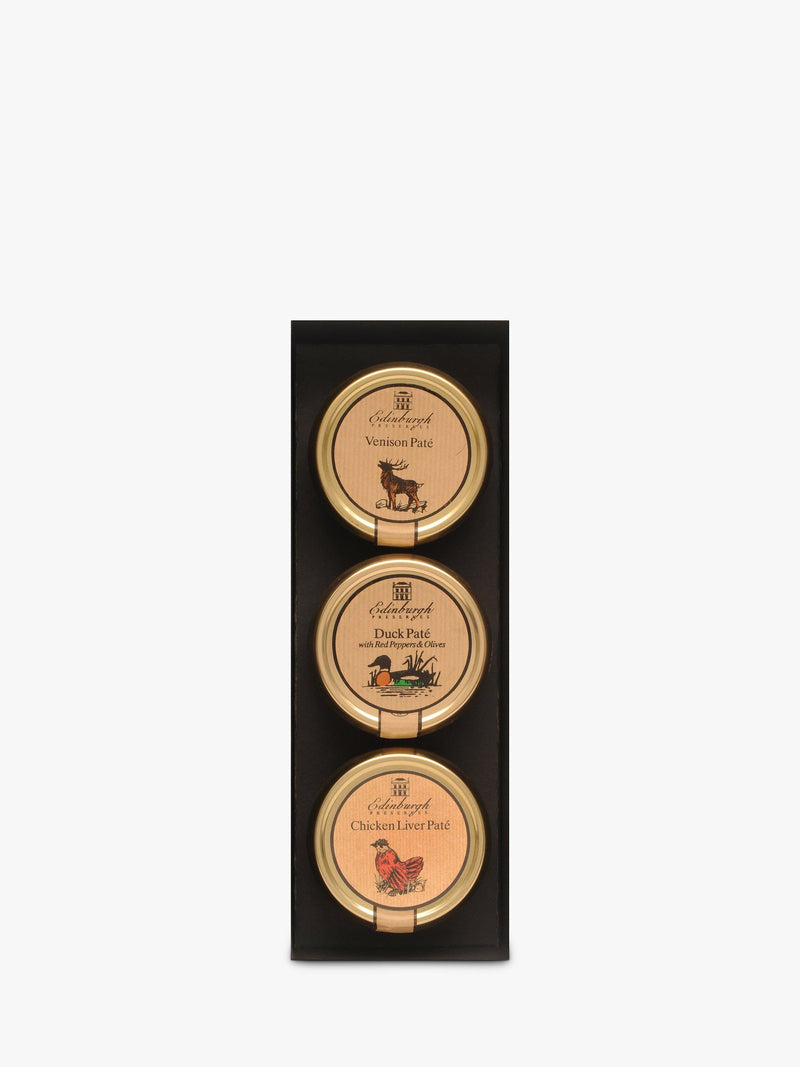 Edinburgh Preserves duck, venison, chicken liver pâté trio 540g - British product
