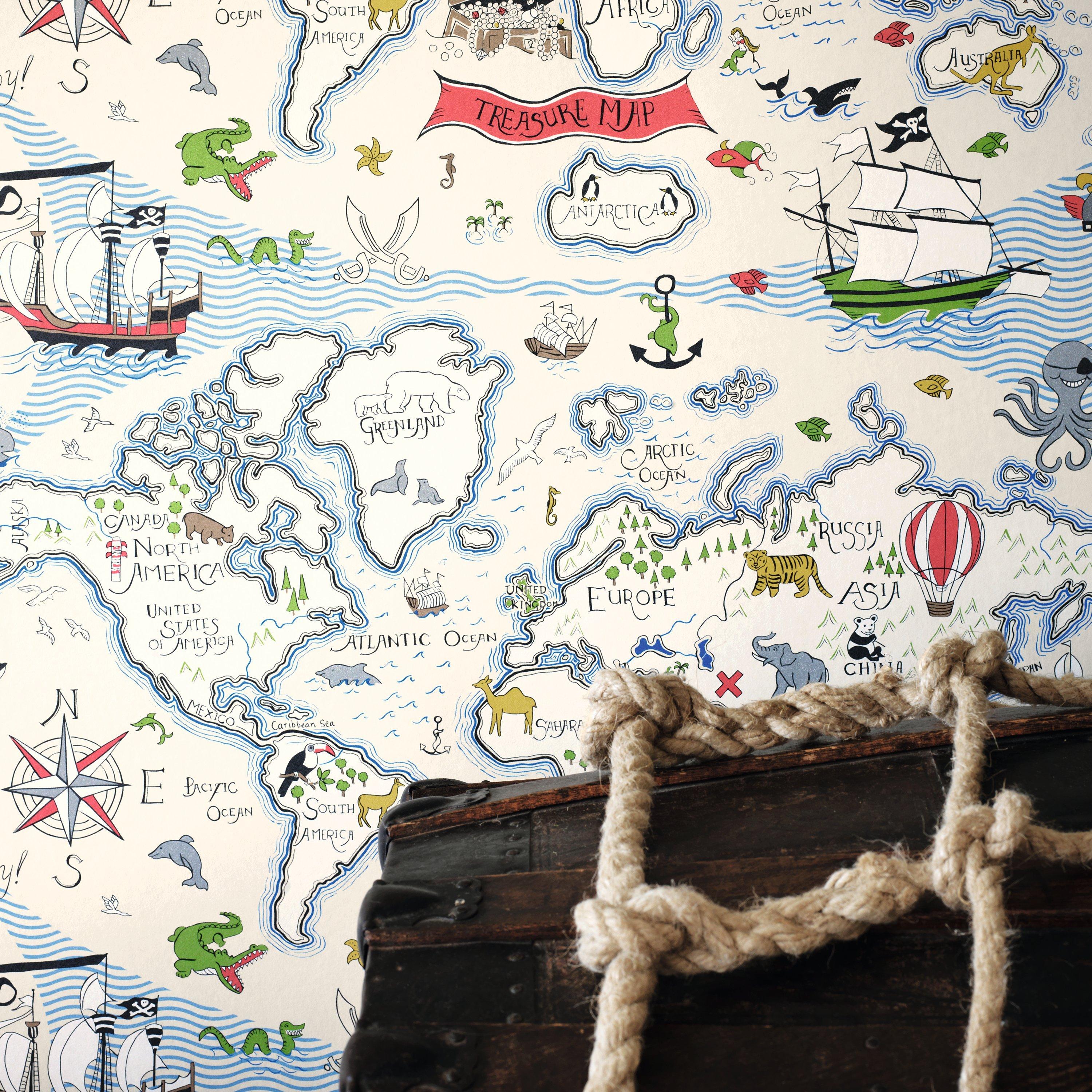 Sanderson treasure map wallpaper (British brand)