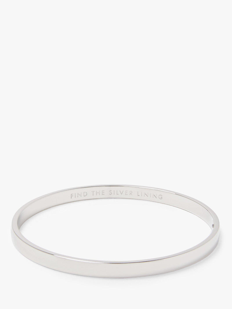 kate spade new york silver bangle with 'Find the Silver Lining' inscription, UK version