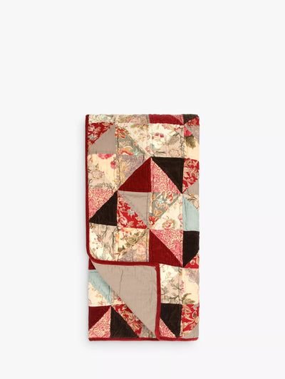 Patchwork Quilted Cotton Bedspread in Ruby