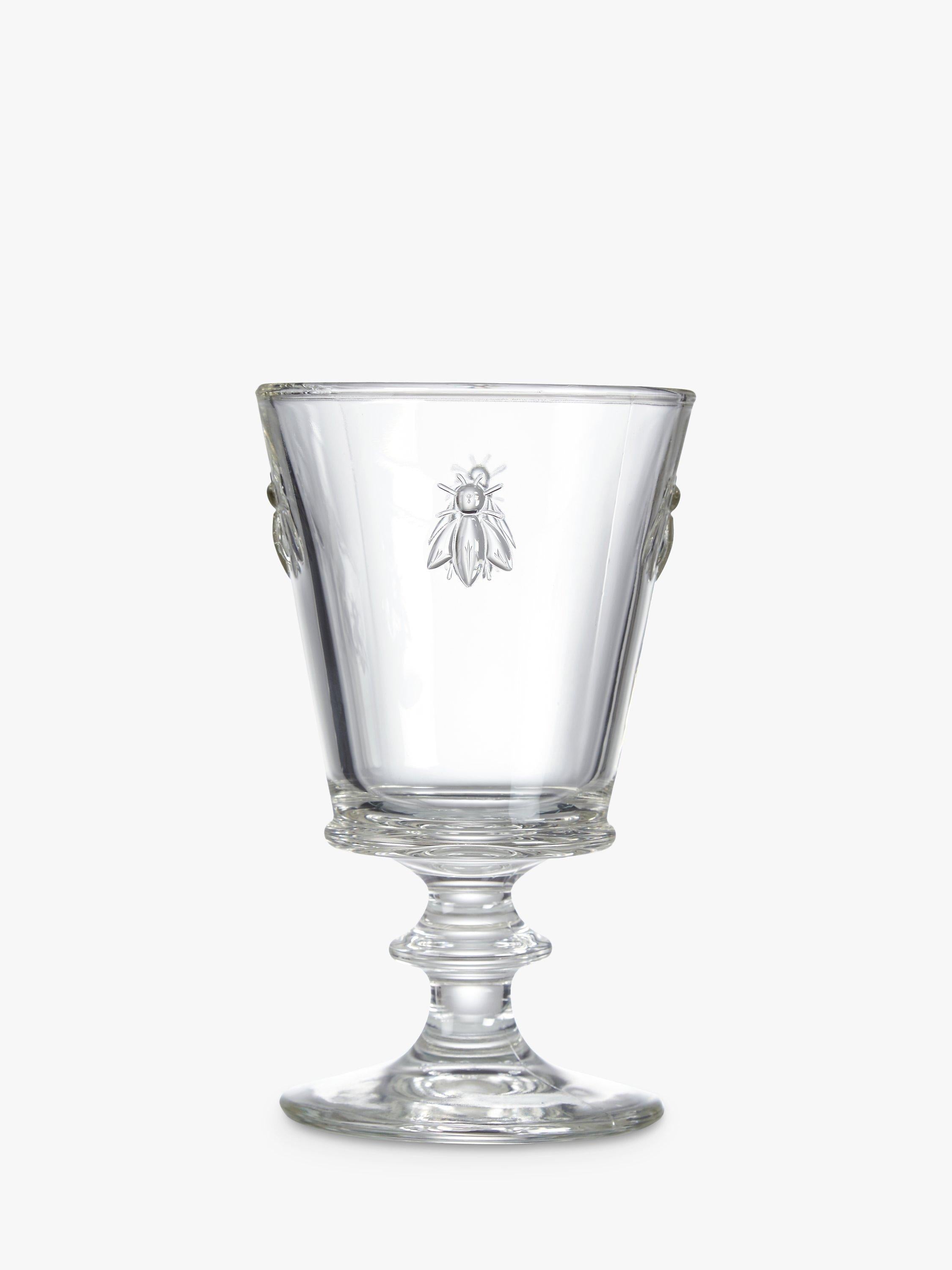 La Rochère large stemmed glass with bee design, set of 6, clear, UK version