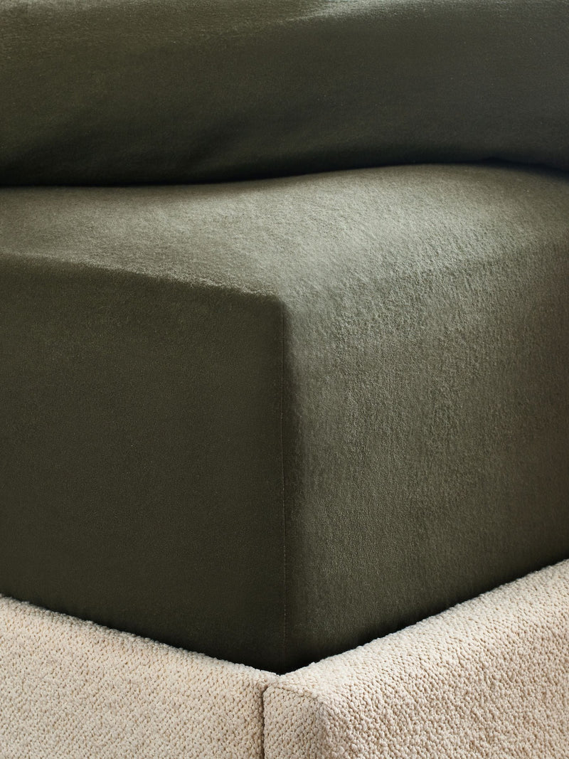 Dark green brushed cotton fitted bed sheet - British product