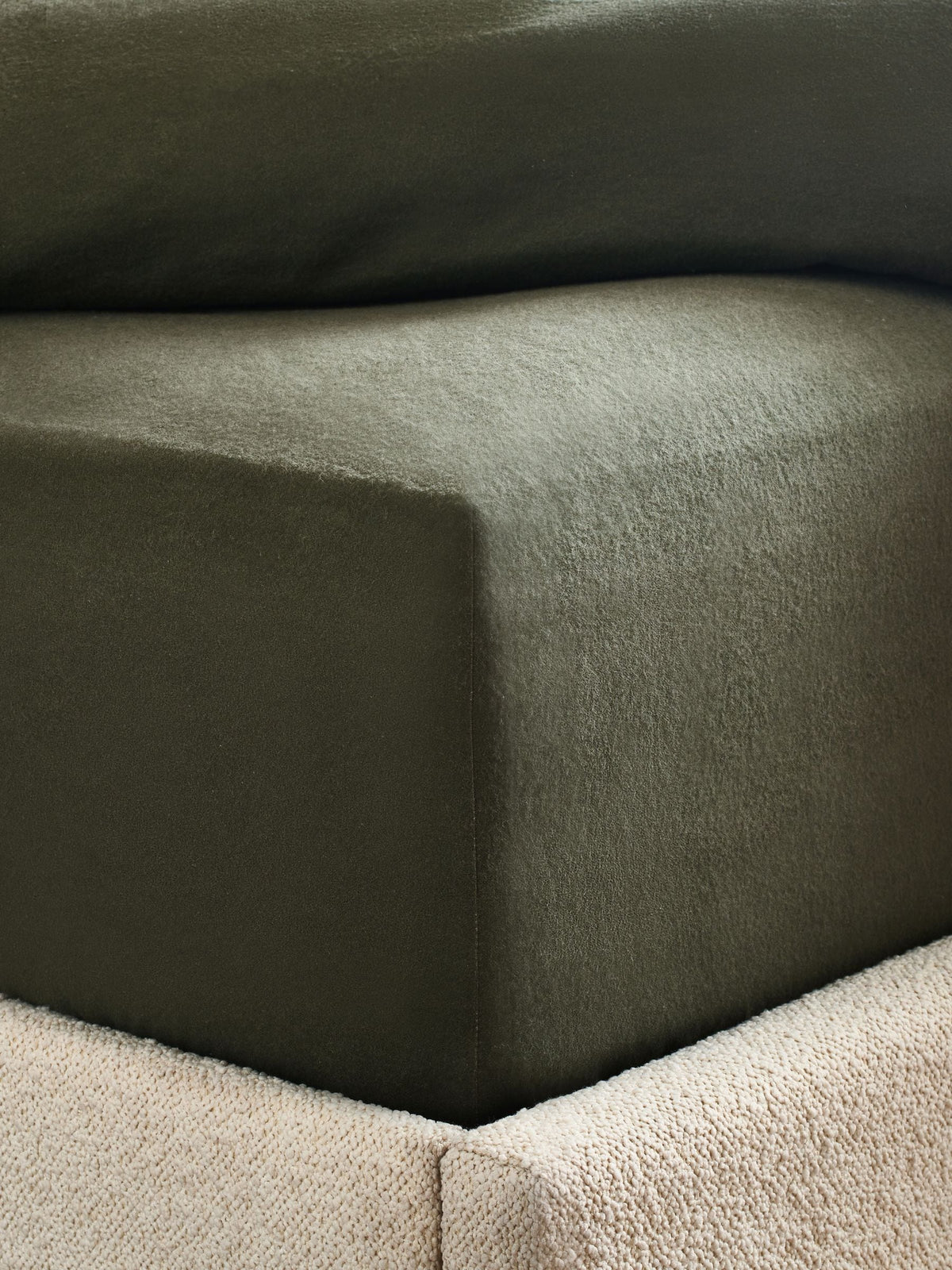 Dark green brushed cotton fitted bed sheet - British product