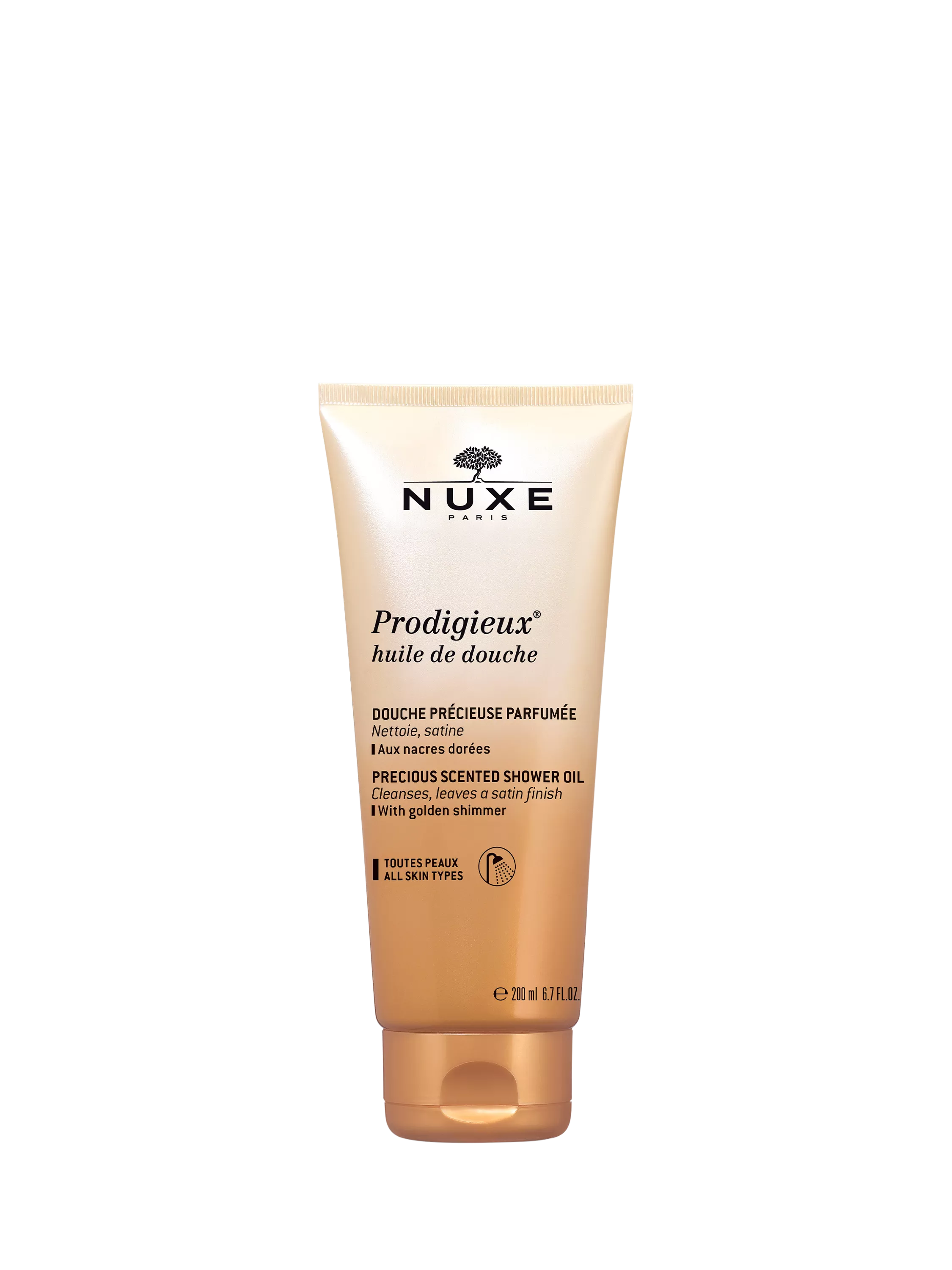 NUXE Shower Oil with Golden Shimmer 200ml, imported from the UK