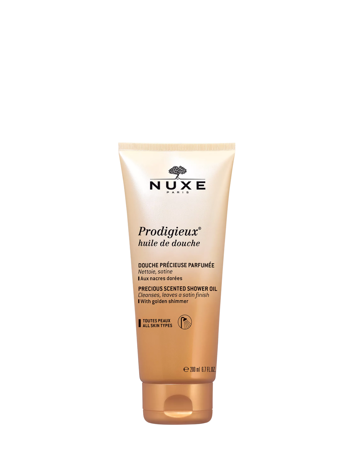 NUXE Shower Oil with Golden Shimmer 200ml, imported from the UK