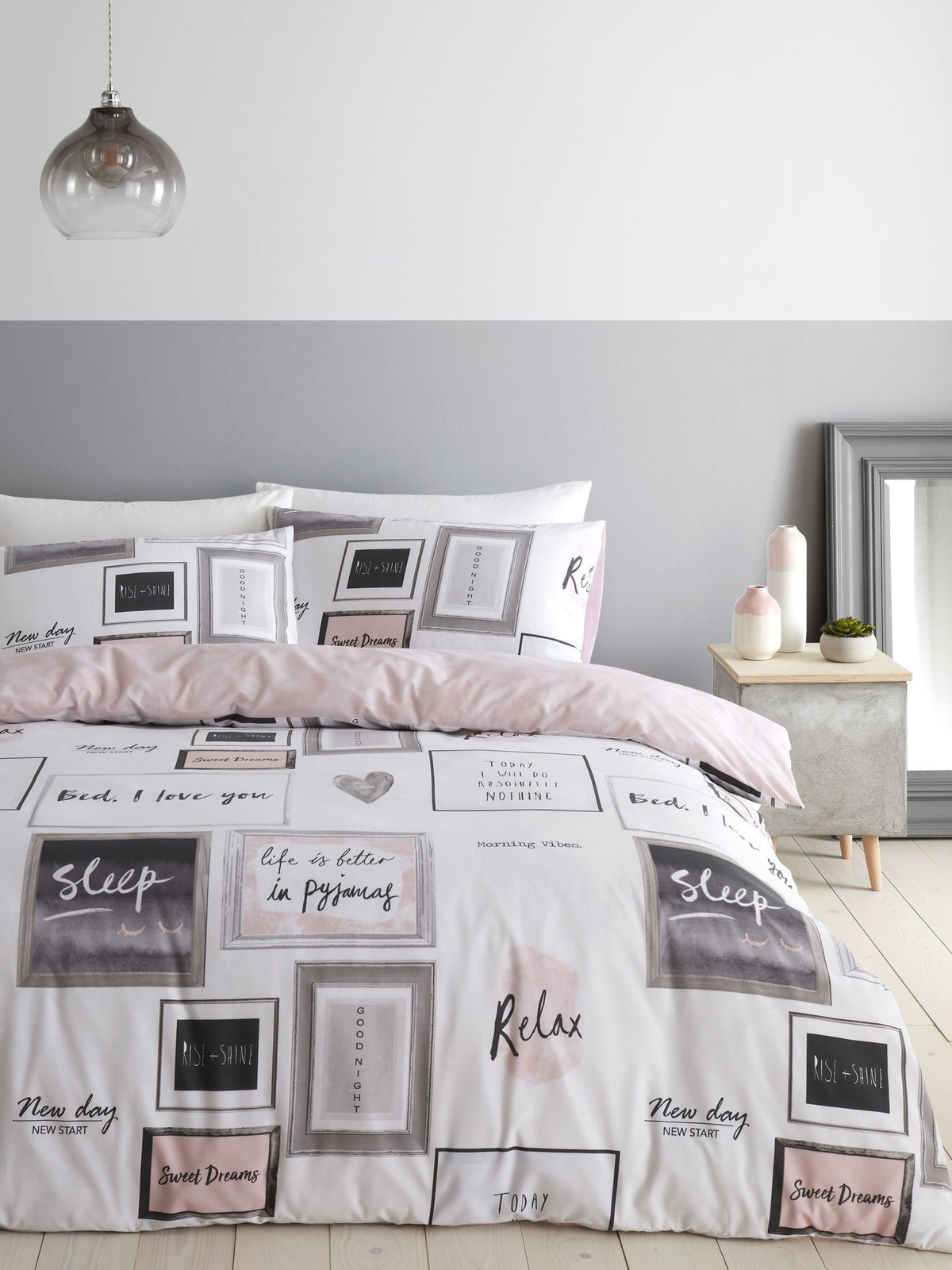 Catherine Lansfield blush pink duvet cover set - British product