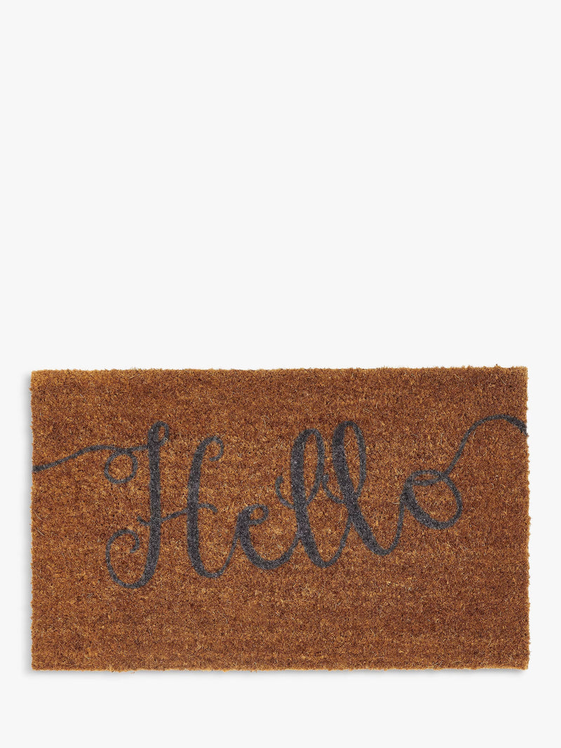John Lewis Hello door mat natural coir, imported from the UK