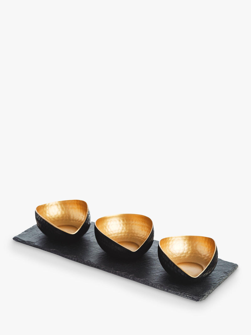 Selbrae House Slate Metal Bowl Mezze Set Black Gold (British brand)