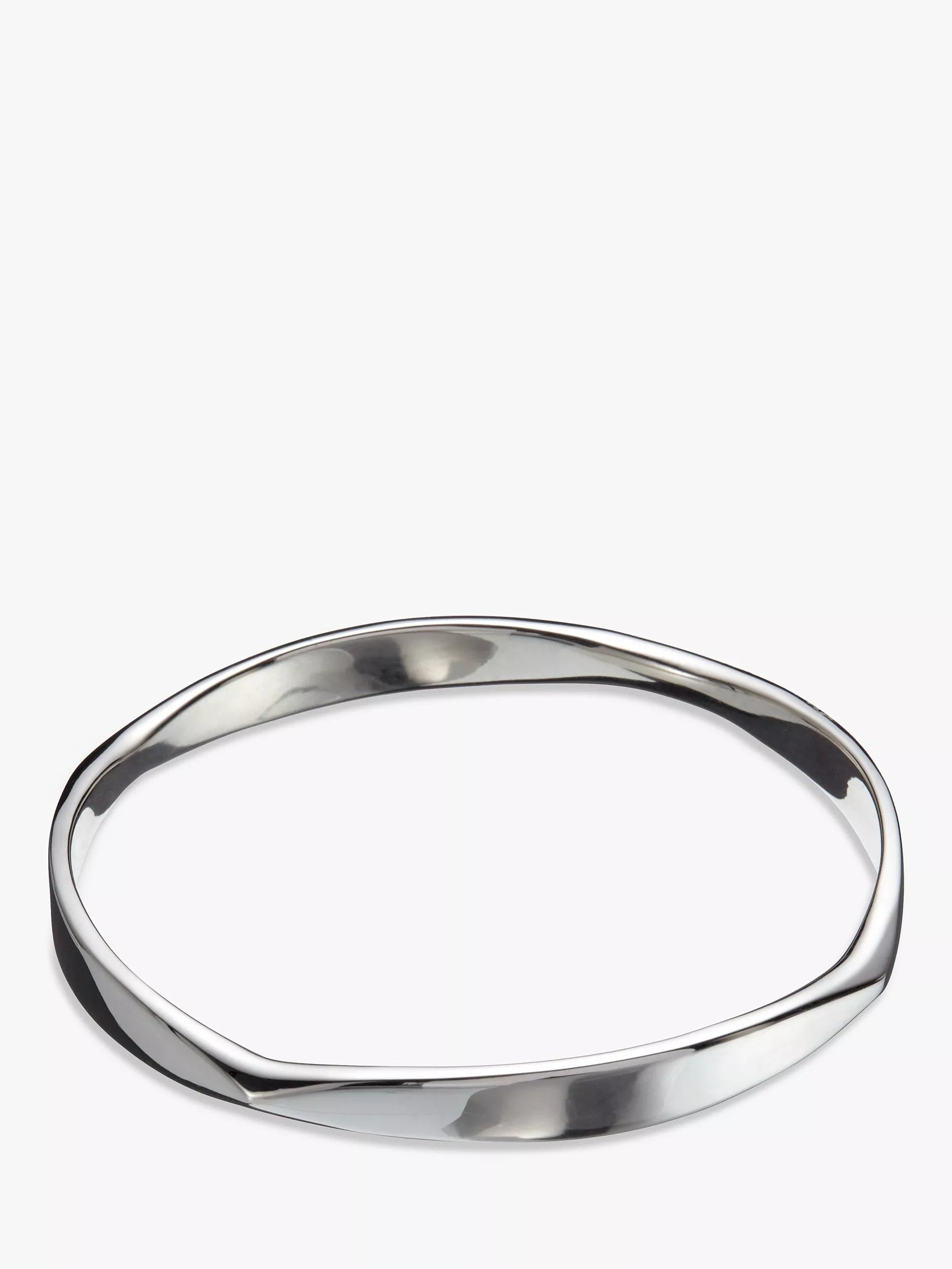 Andea sterling silver polished curve bangle - British product