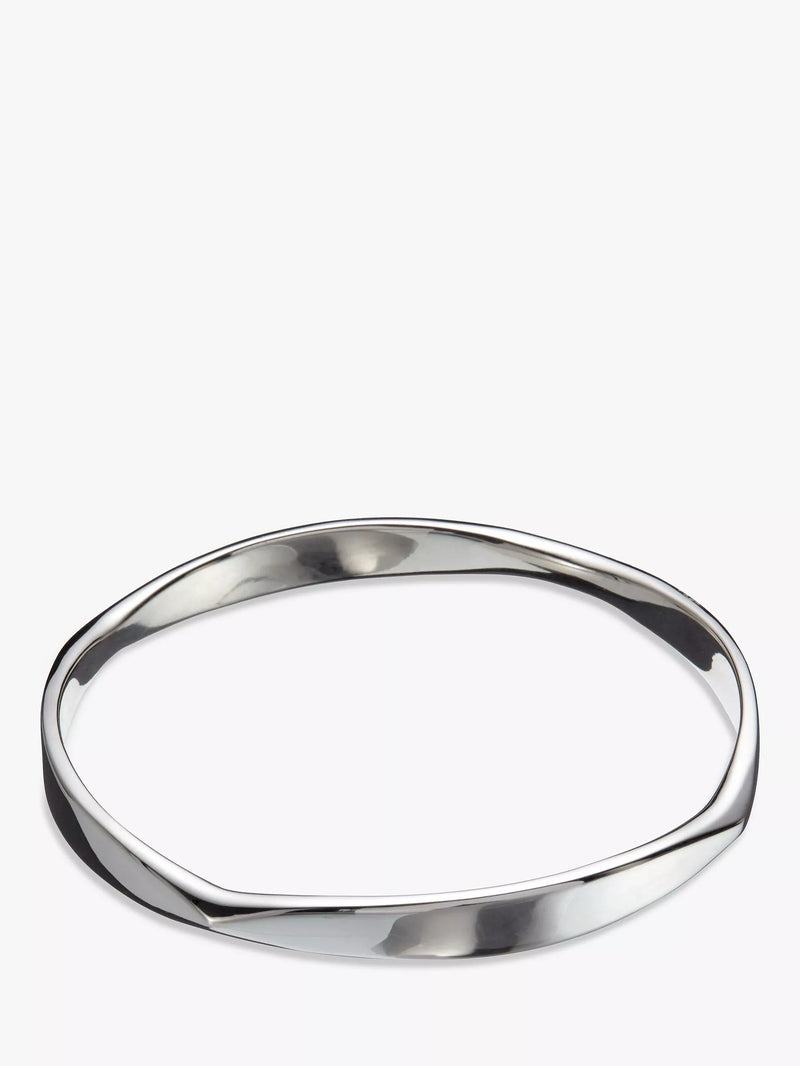 Andea sterling silver polished curve bangle - British product