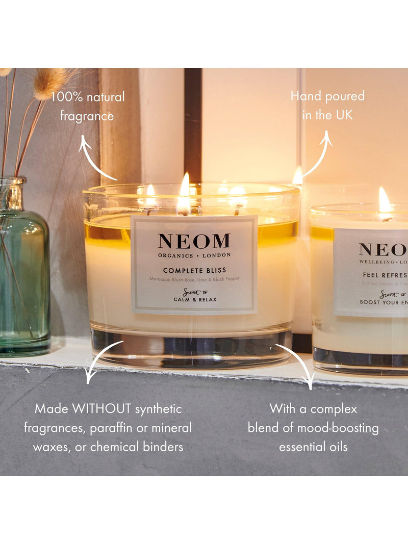 NEOM Complete Bliss scented candle, imported from the UK