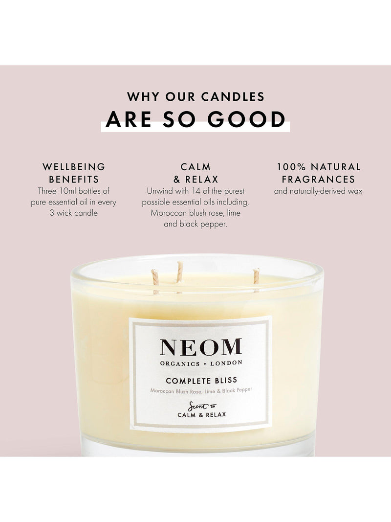 NEOM Complete Bliss scented candle, imported from the UK