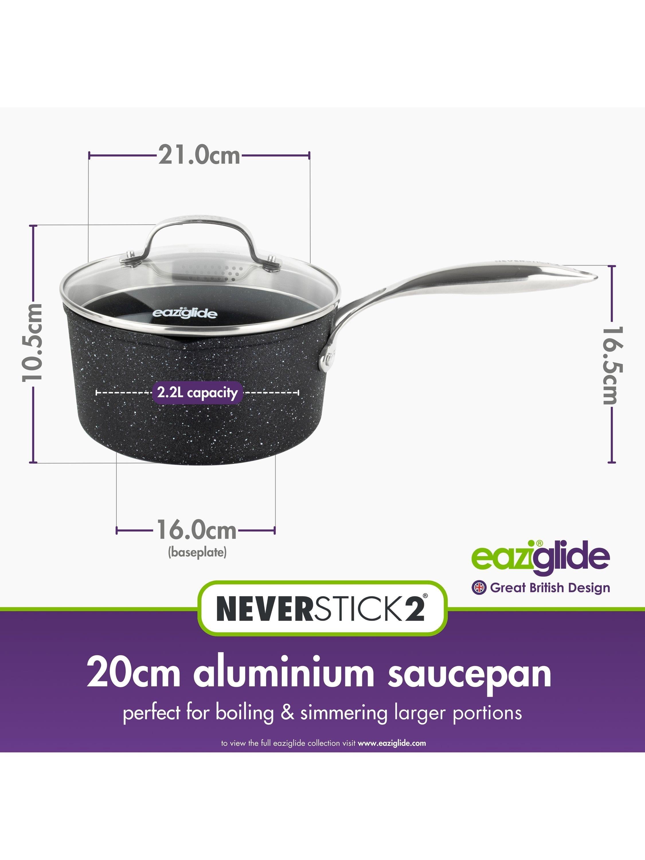 Eaziglide Neverstick2 Aluminium Non-Stick Saucepan 20cm - British product