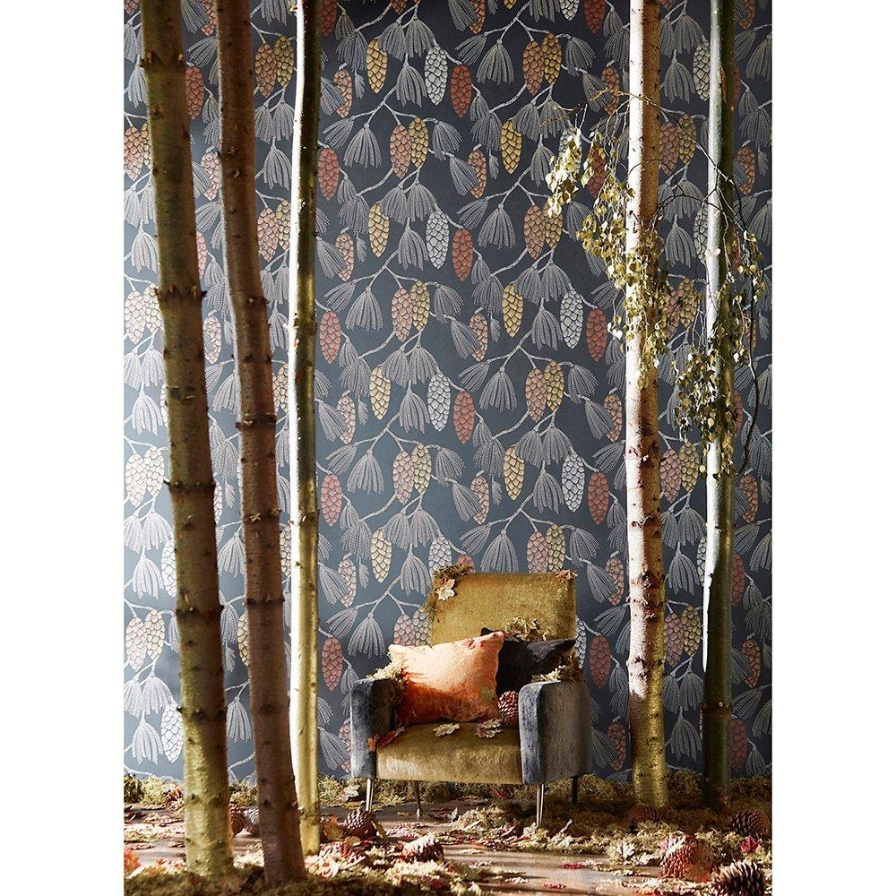 Harlequin wallpaper standing ovation pine cone design, UK version