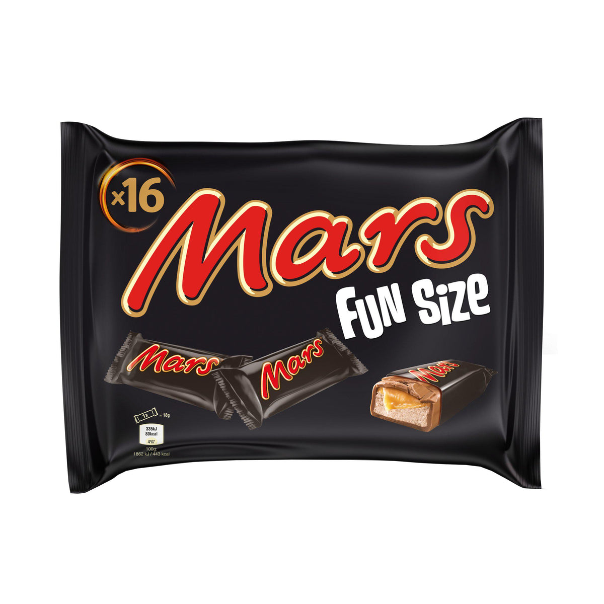 Caramel Nougat and Milk Chocolate Funsize Snack Bars Multipack (16 x 18g)