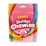 Skittles Chewies Vegan Sweets Fruit Flavoured Pouch Bag 137g