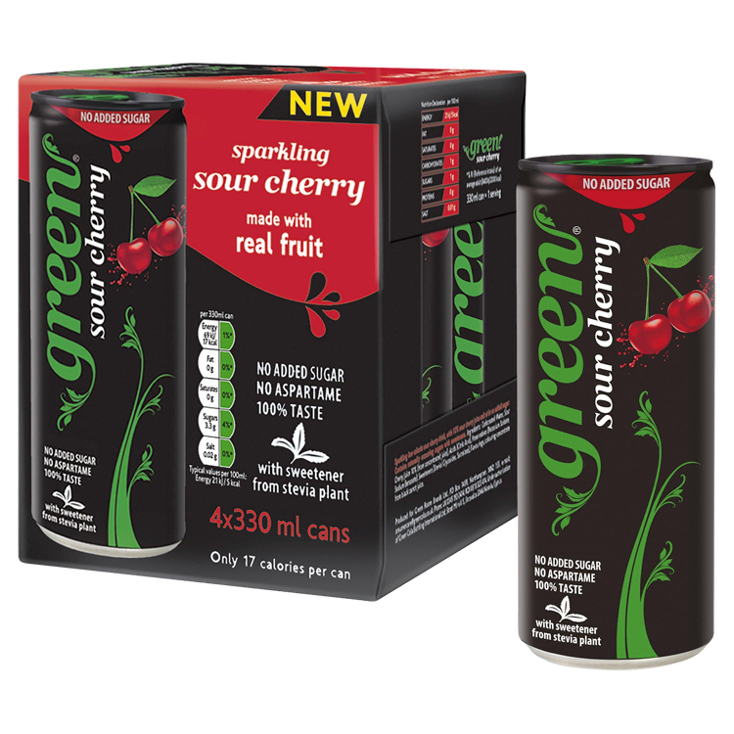Low Calorie Sparkling Sour Cherry Drink with 10% Fruit Juice 4x330ml