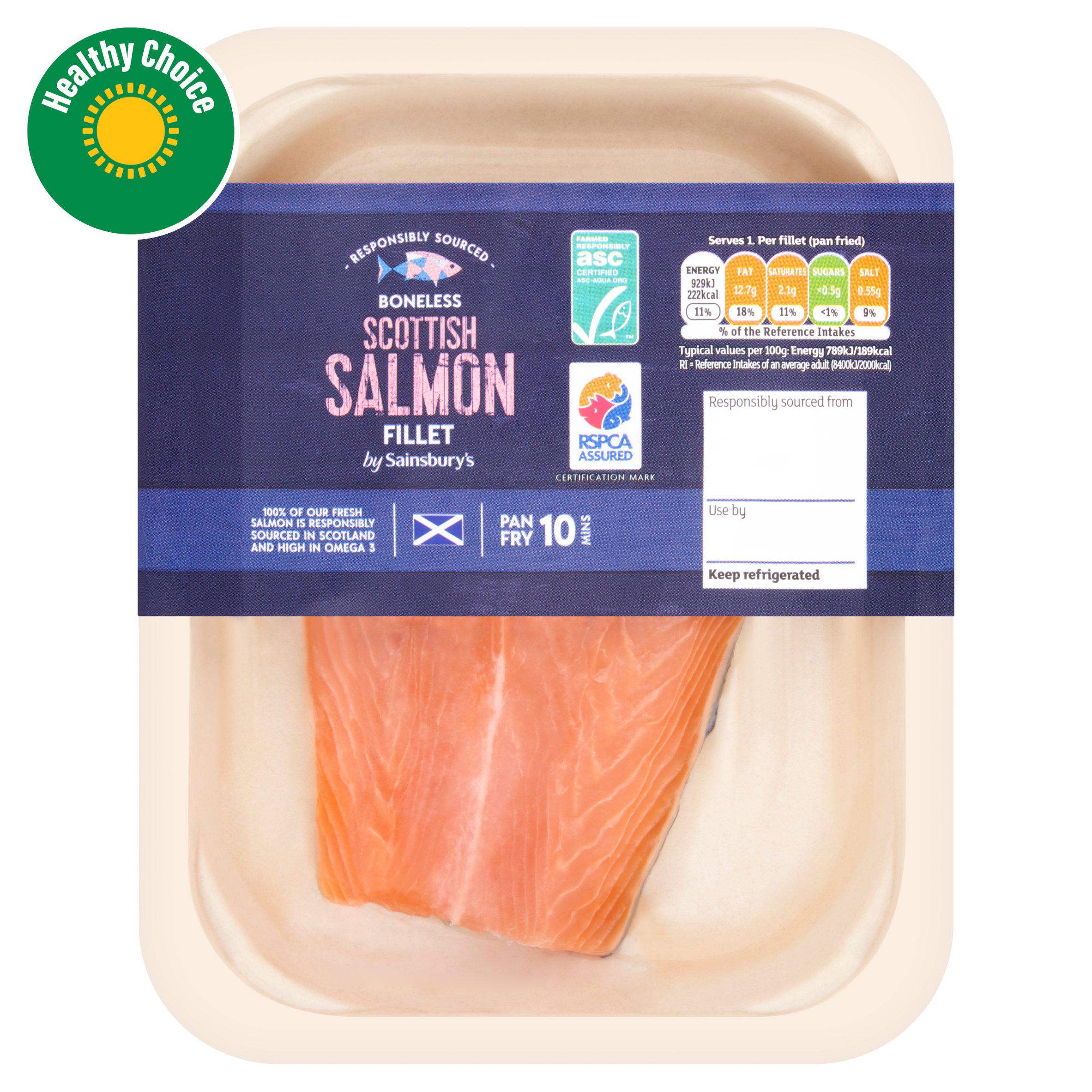 Sainsbury's Skin on ASC Scottish Salmon Fillet Tails 140g