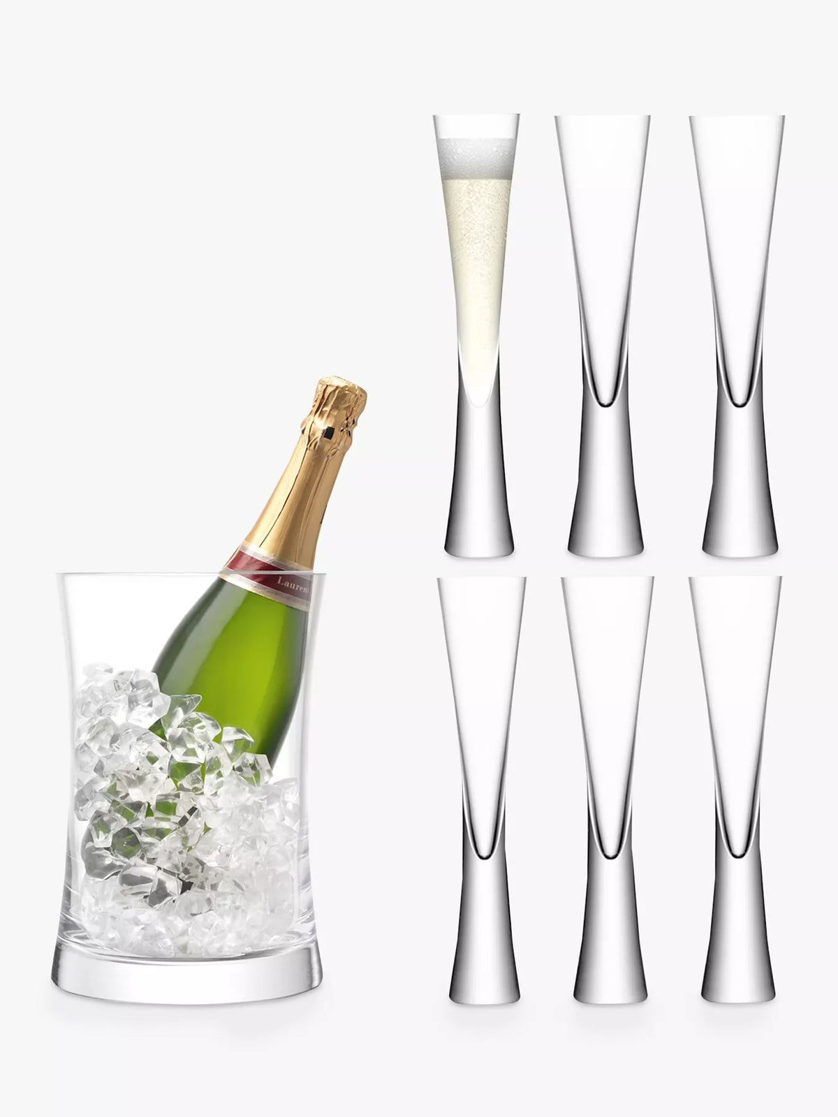 LSA International Moya set of 6 champagne flutes and bucket, UK version