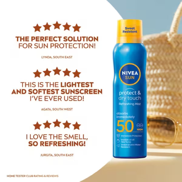 NIVEA SUN Cooling Suncream Mist SPF50 200ml, imported from the UK