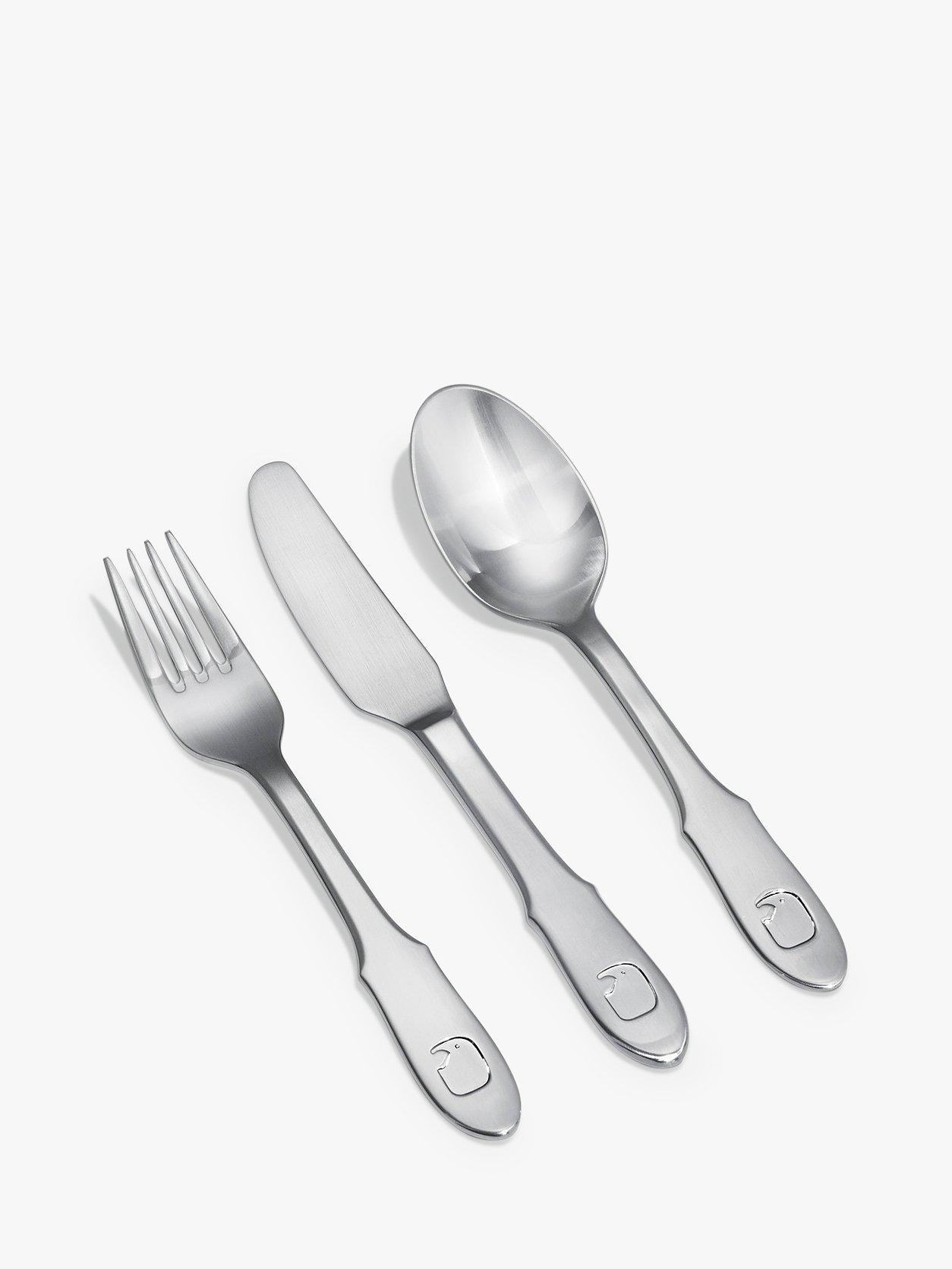 Georg Jensen children's cutlery set with elephant design, UK version