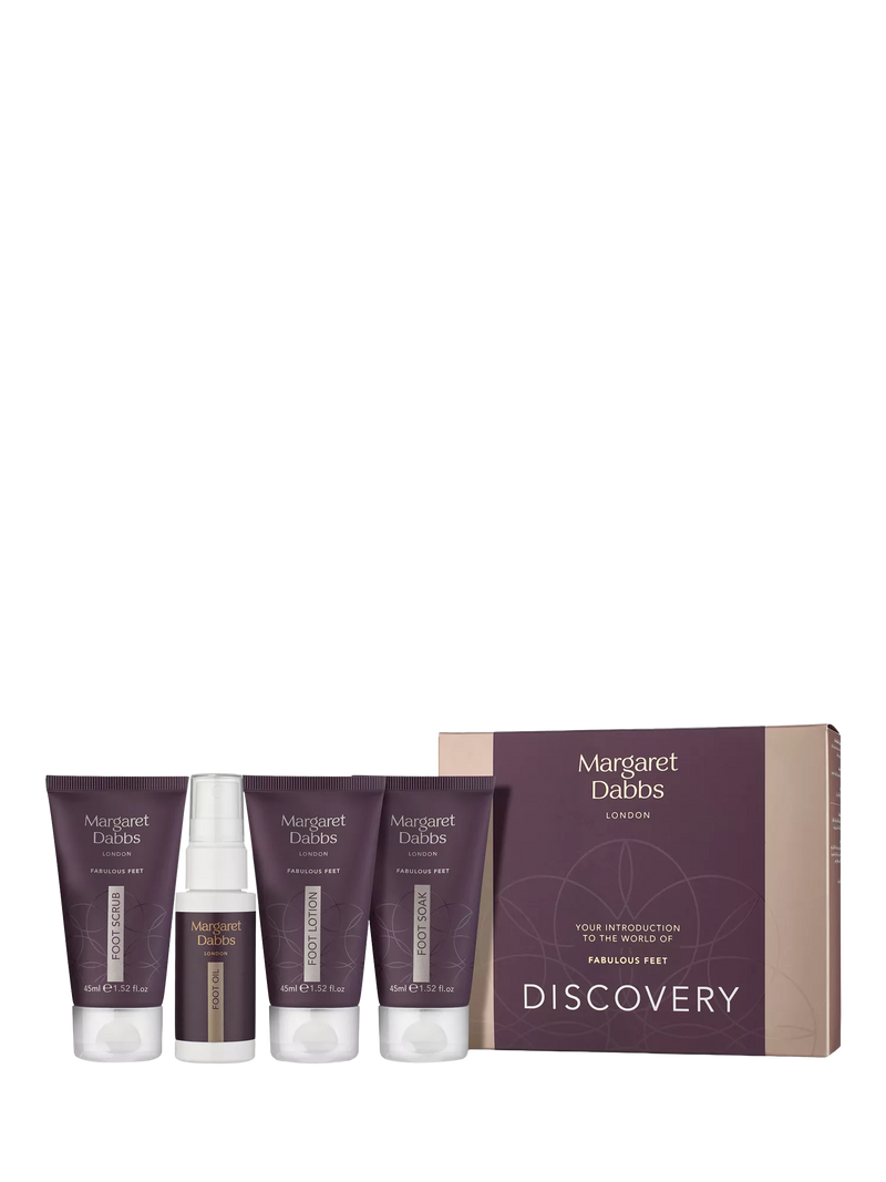 Margaret Dabbs London Fabulous Feet Discovery Kit with lotion, soak, oil, and scrub, imported from the UK