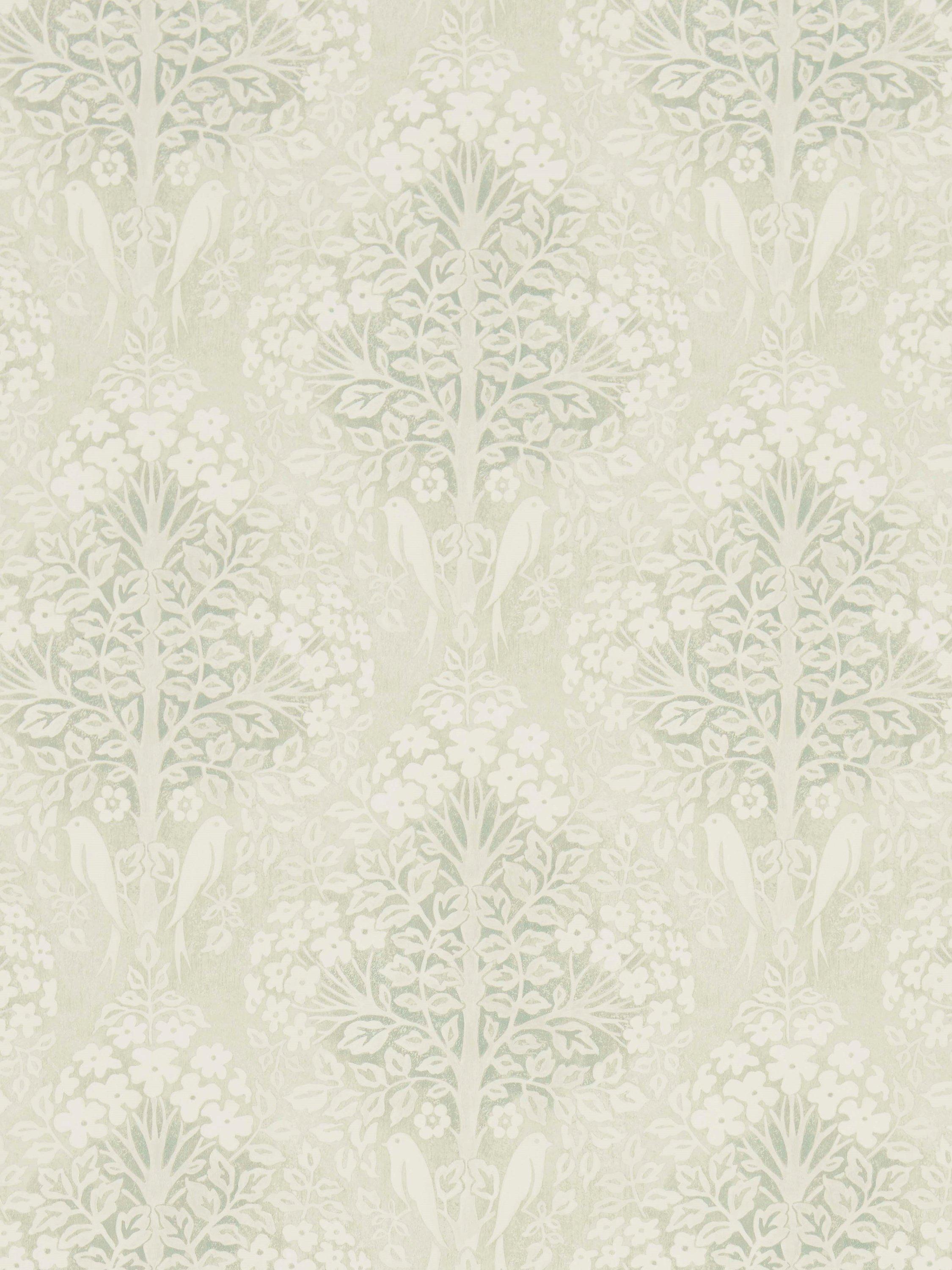 Vintage-inspired Wallpaper with Hedgerow Pattern of Birds and Flowers