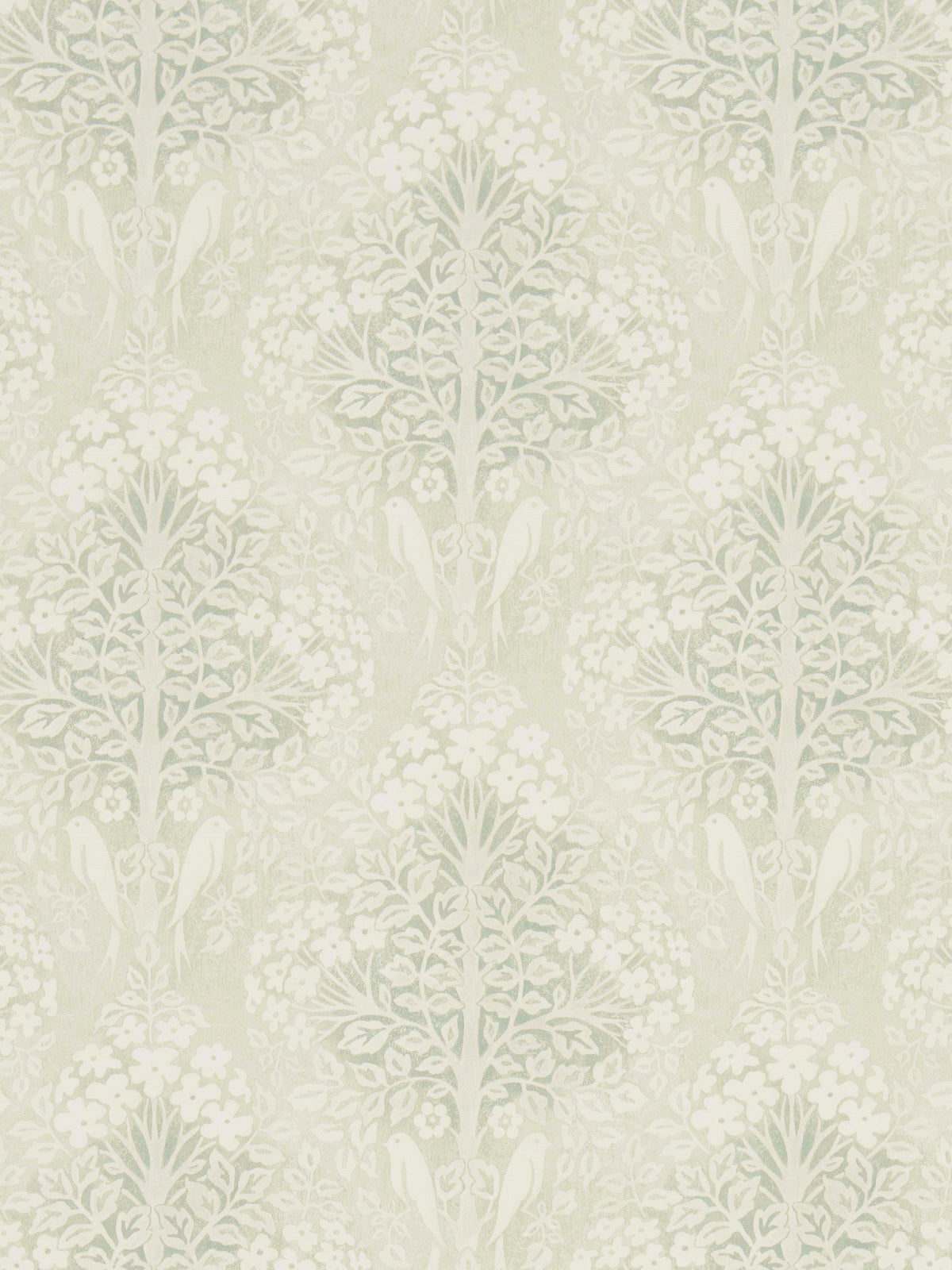Vintage-inspired Wallpaper with Hedgerow Pattern of Birds and Flowers