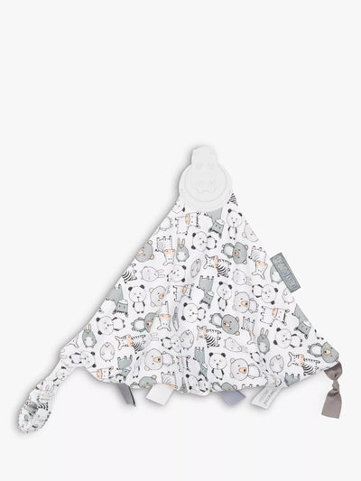 Textured Baby Teething Comforter with Panda Design, Grey/White