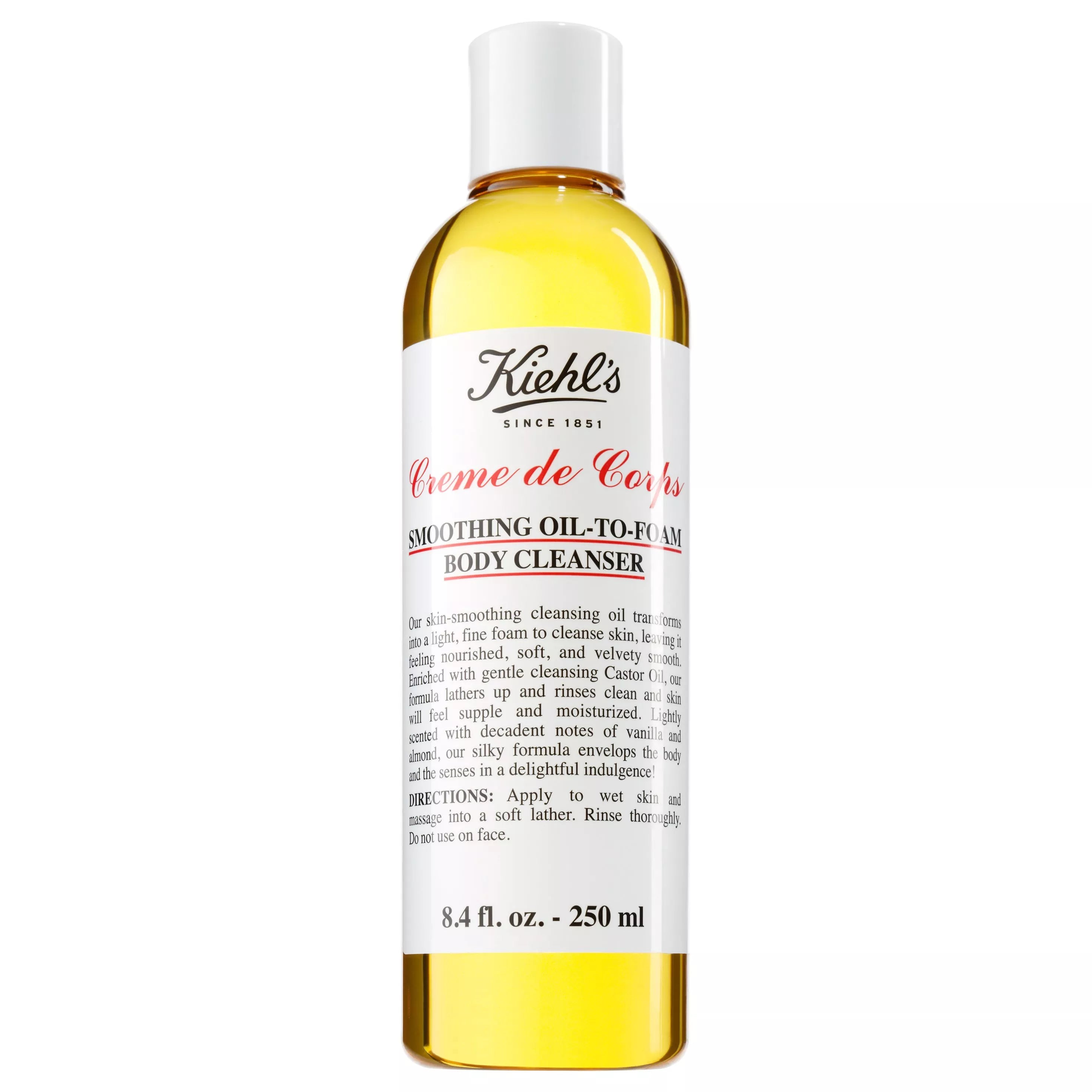 Kiehl's smoothing oil-to-foam body cleanser with castor oil, UK version